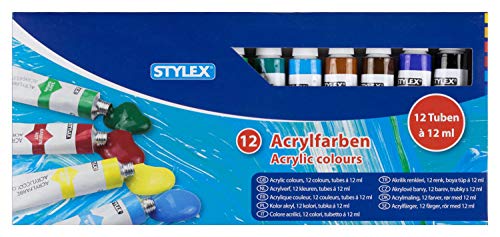 Stylex Tubi Per Vernici Acriliche Da 12 Ml (12 Pezzi)