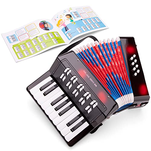 New Classic Toys Accordion Black With Music Book, Multicolore, Fisarmonica Nera, 10057