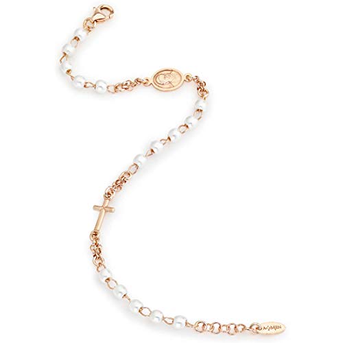 Amen Bracciale In Argento 925 Collezione Rosari - Colore Rosè - Misura Unica Bracciale Rosario Perle
