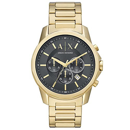 Armani Exchange Orologio Cronografo Uomo, Cassa In Acciaio Inossidabile Placcata Oro Da 44 Mm E Bracciale In Acciaio Inossidabile, Ax1721