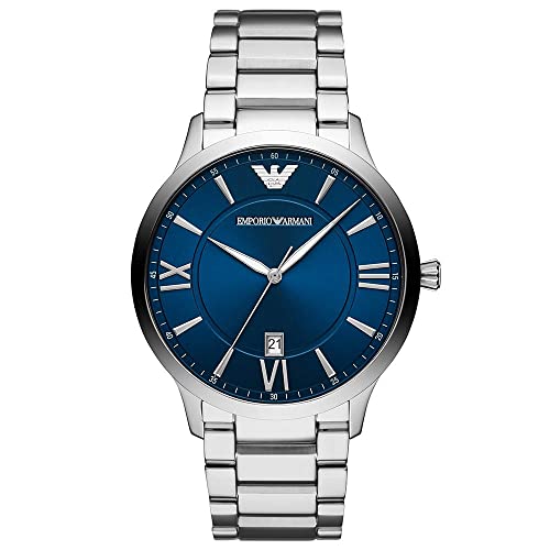 Emporio Armani Orologio Uomo, Movimento A Tre Lancette Con Data, Cassa In Acciaio Inossidabile 43 Mm Con Bracciale In Acciaio Inossidabile, Ar11227