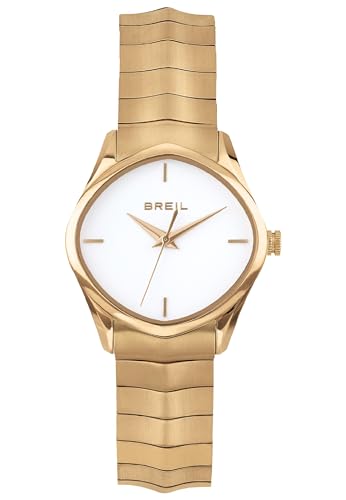 Breil Orologio Donna Sinuous Watches Quadrante Mono-Colore Bianco Movimento Solo Tempo - 3 Lancette Quarzo E Bracciale Acciaio Colorato Oro Tw1905