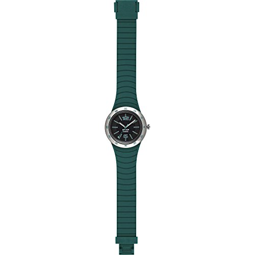 Hip Hop Orologio Uomo Metal Solare Quadrante Nero E Cinturino In Silicone, Metallo Verde, Movimento Solo Tempo - 3H Quarzo