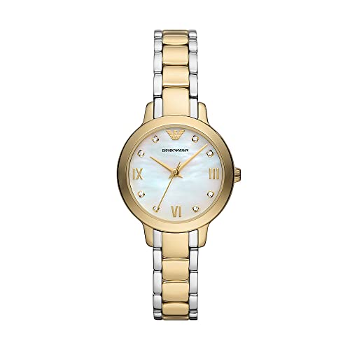 Emporio Armani Orologio Da Donna, Movimento A Tre Lancette, Cassa In Acciaio Inossidabile Riciclato Da 32 Mm (Almeno 50%) Con Bracciale In Acciaio Ino