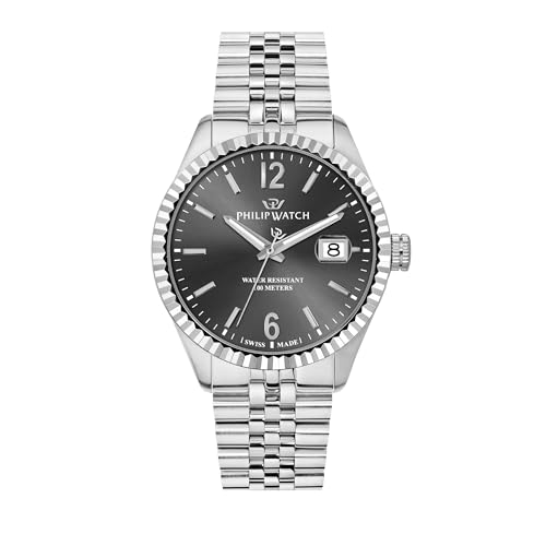 Philip Watch Orologio Uomo, Analogico, Al Quarzo, Tempo E Data, Cinturino In Acciaio, Collezione Caraibe - R8253597112