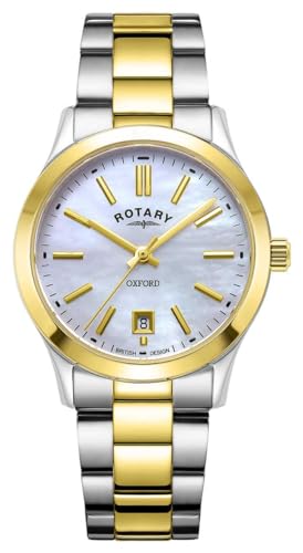 Rotary Orologio Quarzo Donna, Misura Cassa 30.00Mm Con Quadrante Bianco Analogico E Cinturino Two-Tone Gold In Cinturino In Metallo Lb05521/41