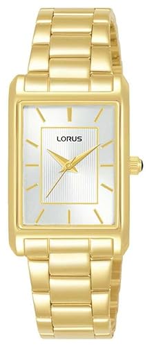 Lorus Quadrante Sunray Bianco Al Quarzo Rettangolare (22 Mm) / Acciaio Inossidabile Pvd Oro Rg288Vx9
