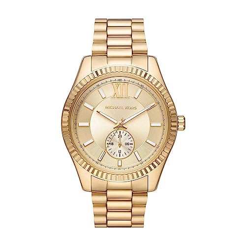 Michael Kors Orologio Lexington Da Uomo, Movimento Multifunzione, Cassa In Acciaio Inossidabile Dorata Da 45 Mm Con Bracciale In Acciaio Inossidabile,
