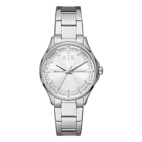 Armani Exchange Orologio Da Donna A Tre Lancette, Cassa In Acciaio Inossidabile Argentata Da 36 Mm Con Bracciale In Acciaio Inossidabile, Ax5256