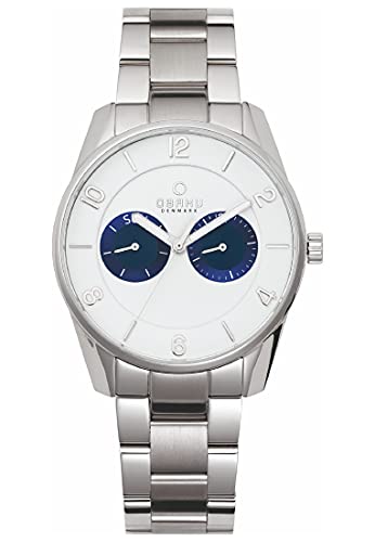 Orologio Obaku Uomo Ss Quadr Bianco Quadrante Mono-Colore Bianco Movimento Multifunzione Quarzo E Bracciale Acciaio V171Gmcwsc
