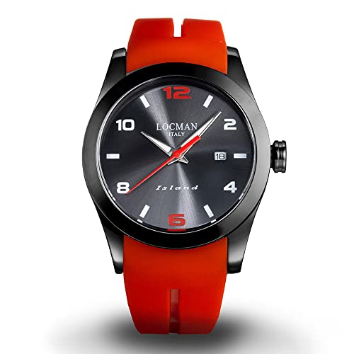 Locman Orologio Uomo Acciaio Pvd Nero Rosso Island
