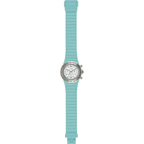 Hip Hop Orologio Unisex Ad Chrono 39Mm Quadrante Bianco E Cinturino In Silicone, Metallo Azzurro, Movimento Chrono Quarzo