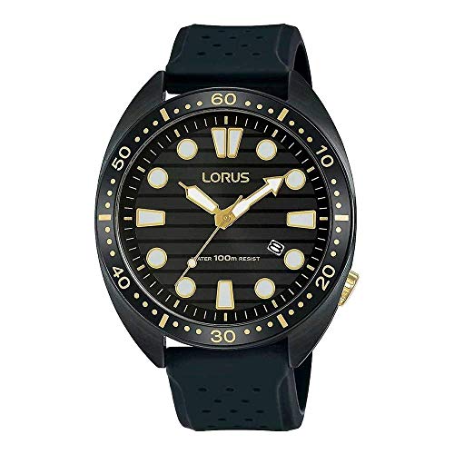 Lorus | Orologio Sportivo Da Uomo | Cinturino In Caucciù Nero | Quadrante Nero | Rh927Lx9