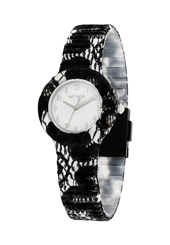 Hip Hop, Collezione Lace, Orologio Donna Black Lace, Cinturino In Morbido Pizzo E Silicone E Pratica Chiusura, Cassa 32 Mm, Movimento Al Quarzo, Resis