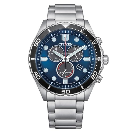 Citizen Sport Chrono At2560-84L Orologio Cronografo Da Uomo Con Sfondo Blu In Acciaio At256084L