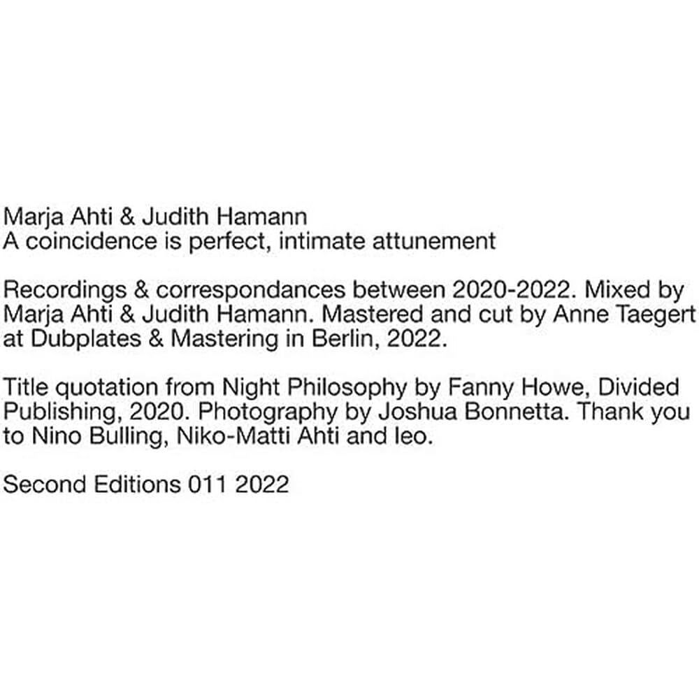 Ahti, Marja / Hamann, Jud A Coincidence Is Perfect, Intimate Attunem (Vinyl LP)