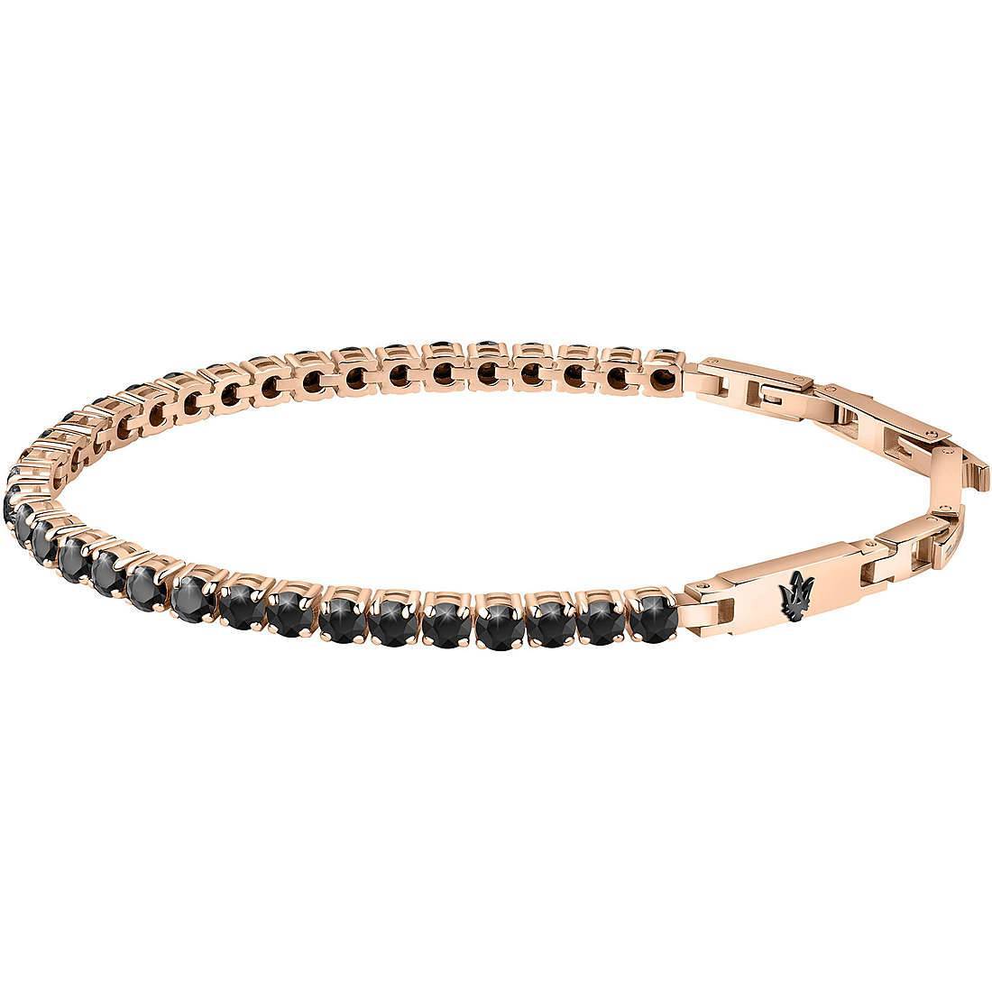 Bracciale Maserati Jewels JM222AVC03 Bracelet Acciaio Rosè Tennis Zirconi Neri