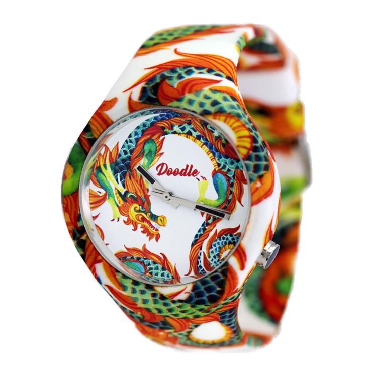 OROLOGIO SOLO TEMPO DOODLE DODR002 CASSA ACCIAIO CINTURINO SILICONE CON TATTOO
