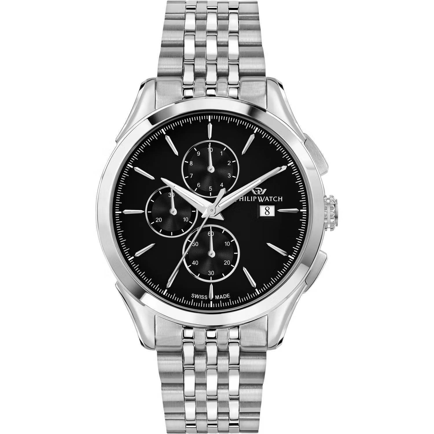 Orologio Philip Watch Roma R8273217001 Uomo Cronografo Nero 41mm Nuovo
