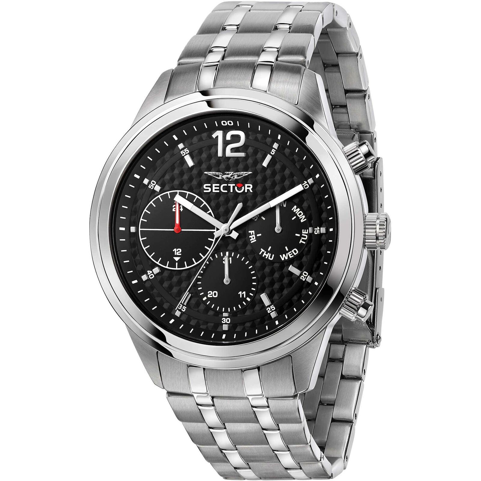 Orologio Sector 670 R3253540007 Watch Multifunzione Acciaio Nero Uomo 45 mm