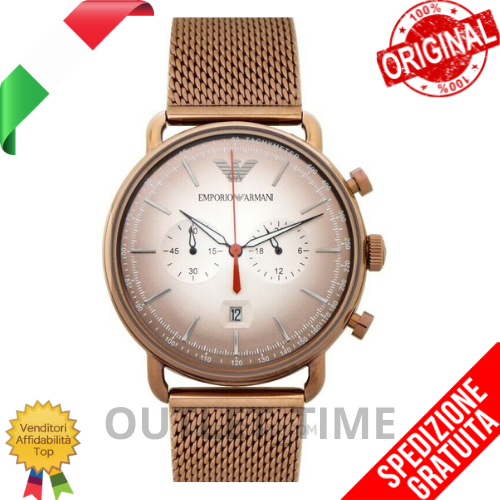 OROLOGIO EMPORIO ARMANI UOMO AR11169 Acciaio Rosè Gold Multifunzione Milano New