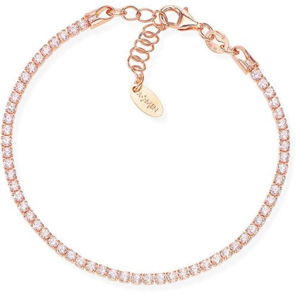 Bracciale Amen Donna BTRB16  Argento Oro rosa Zirconia