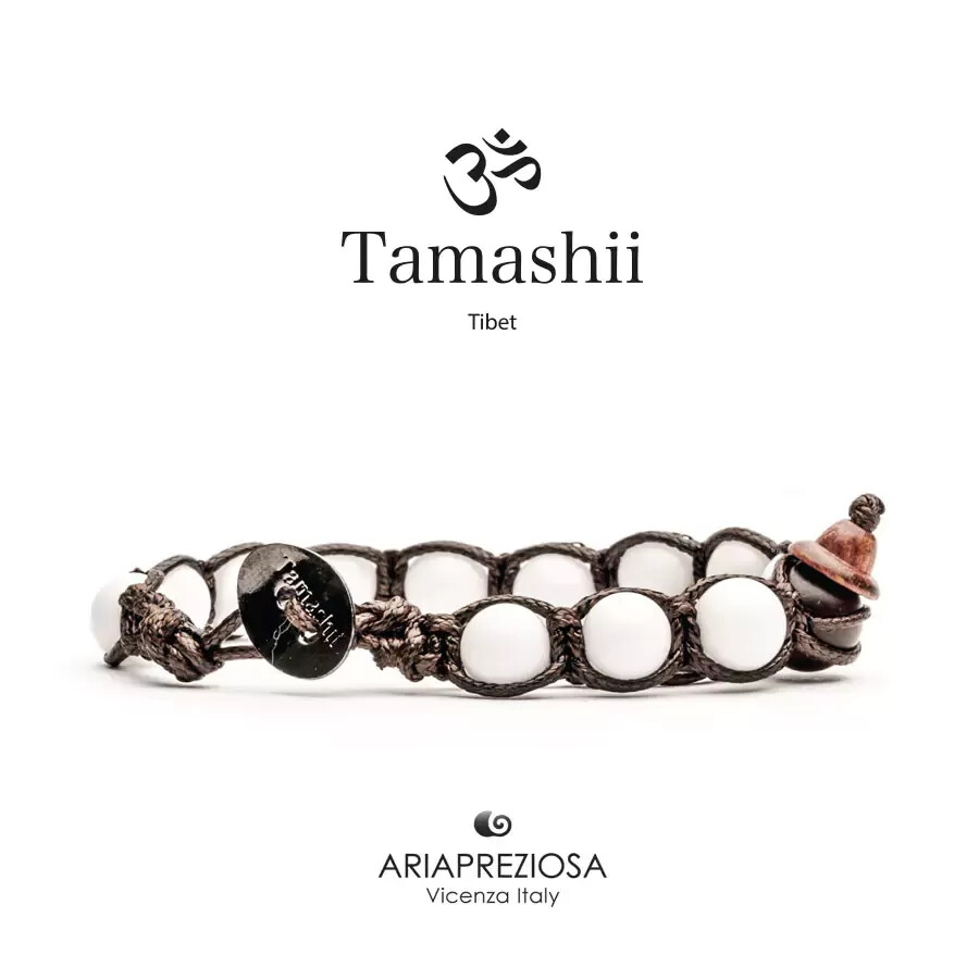 Bracciale Pietra Tibetano Agata bianca Tamashii Unisex 1 giro BHS900-14