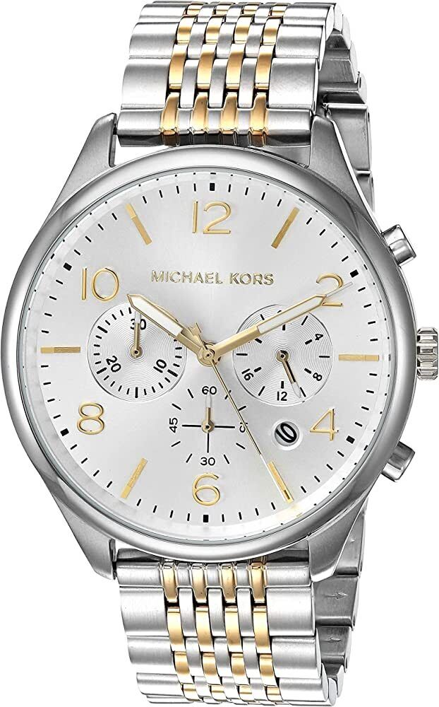 Orologio Uomo MICHAEL KORS MERRICK MK8660 Chrono Bracciale Acciaio Silver Gold