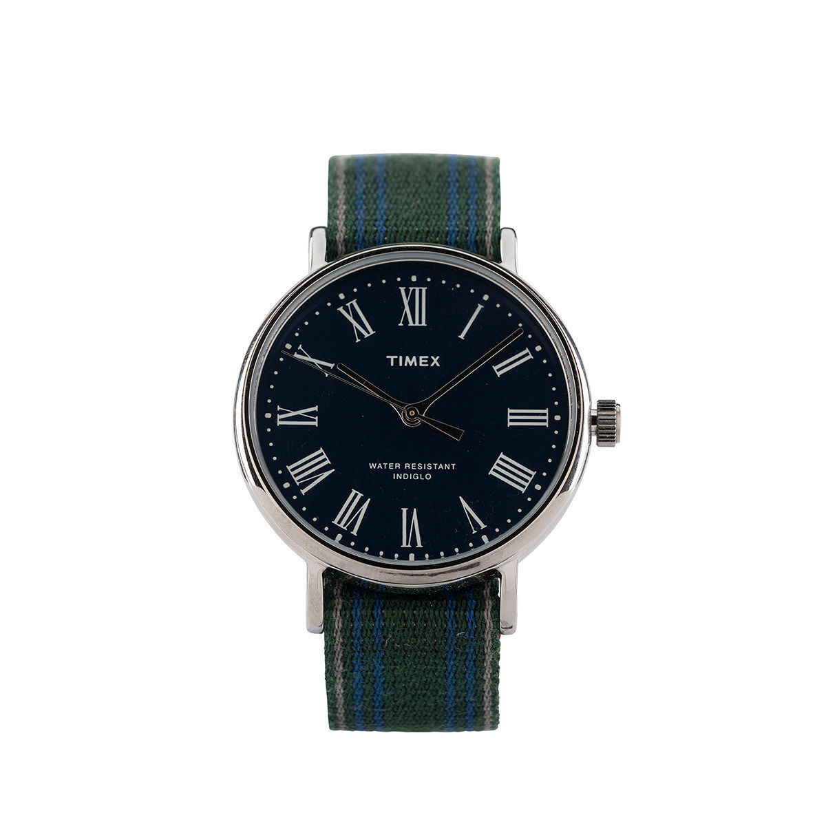 Timex Orologio FAIRFIELD AVENUE 37mm Argento Blu Cint. Tess. Slavato 18mm 30 M