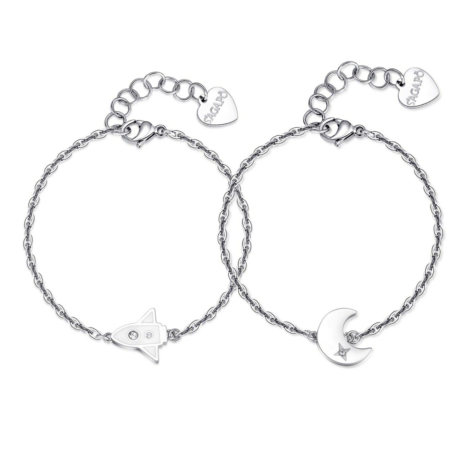 S'AGAPO ME+YOU SET DI DUE BRACCIALI ACCIAIO AMICHE SPAZIALI SEY17 (2320)