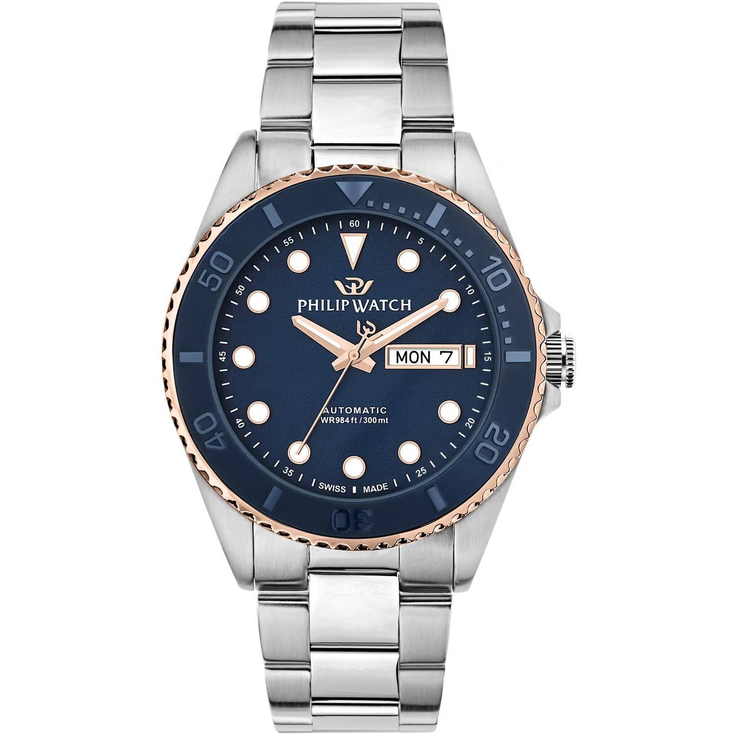 Orologio Philip Watch Caribe Diving automatico uomo r8223597033 Blu Rosè Acciaio