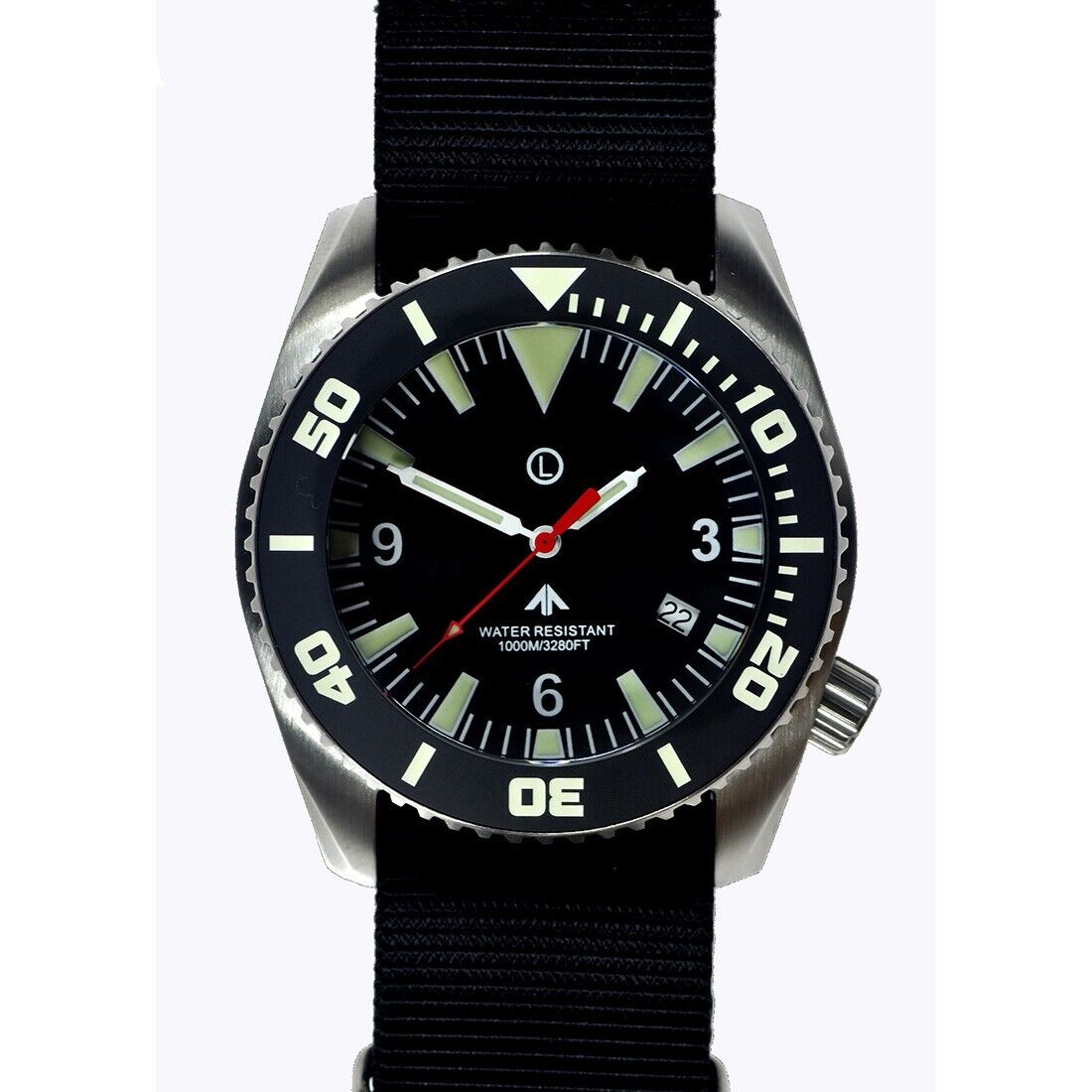 MWC 1000m Quarzo Swiss Acciaio Nero Zaffiro Data Ceramica Tessuto Orologio Uomo