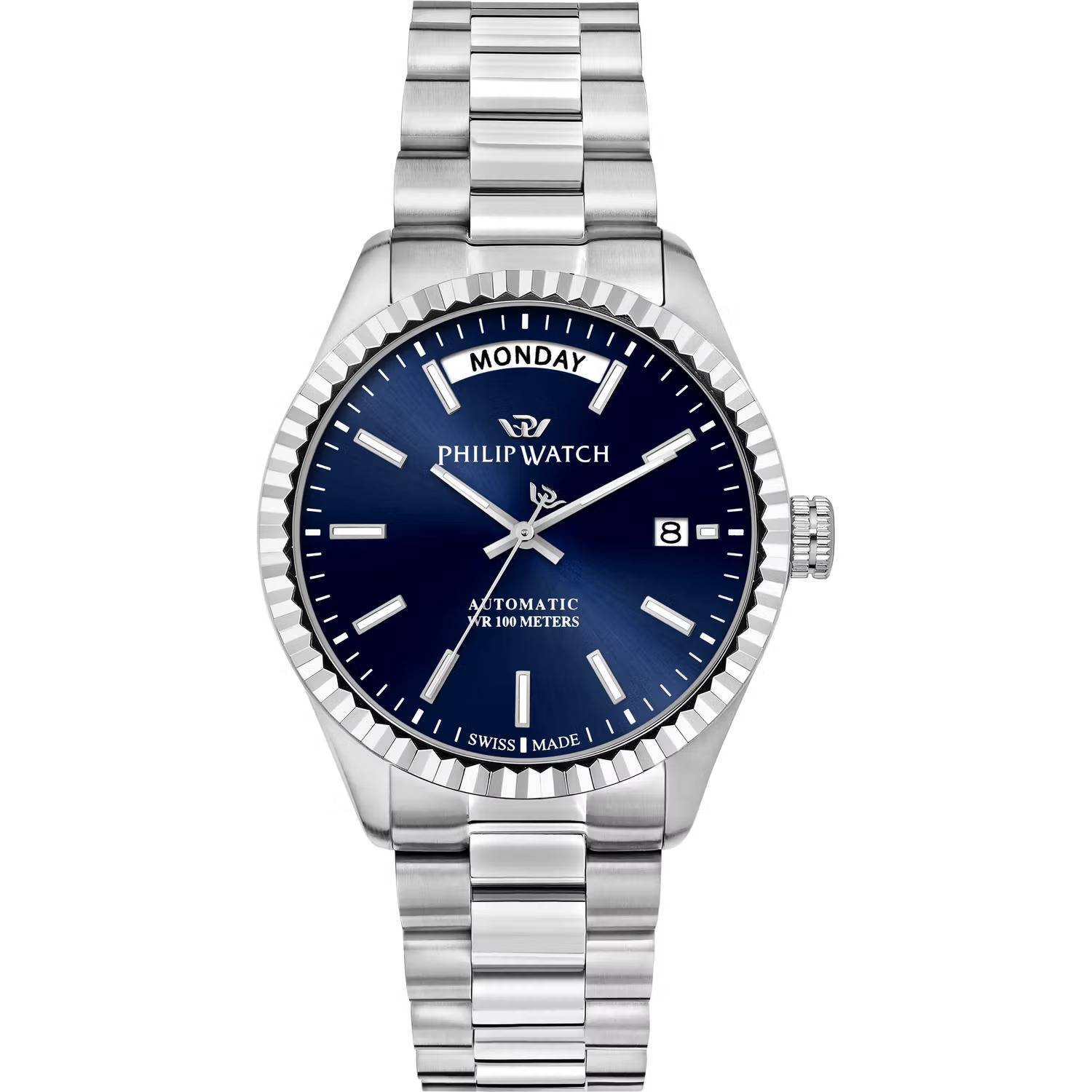Orologio Philip Watch Caribe Day-Date automatico 39mm uomo r8223597109 Blu