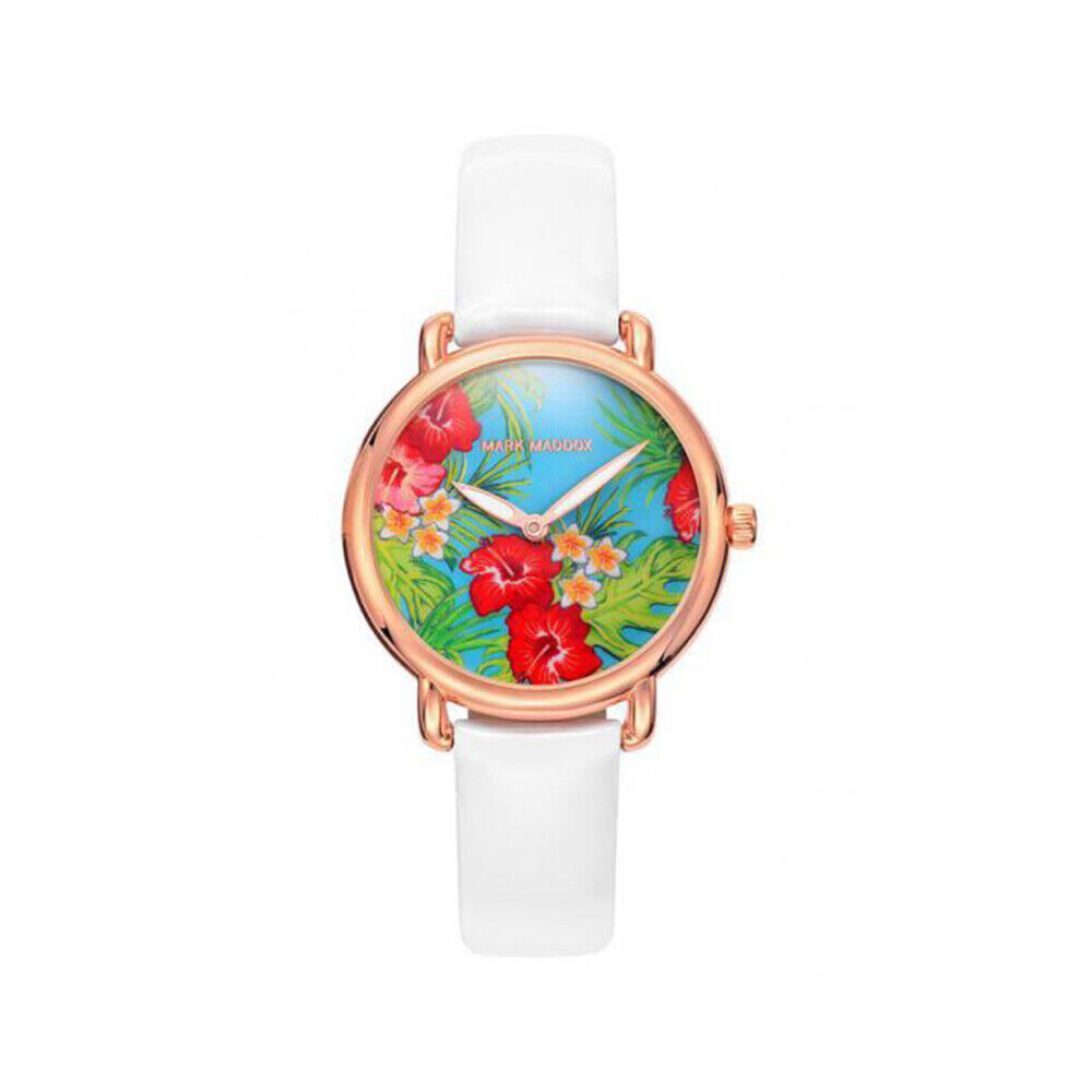 Orologio Donna MARK MADDOX MC2001-01 Rosè Pelle Bianco Fiori NEW Lady