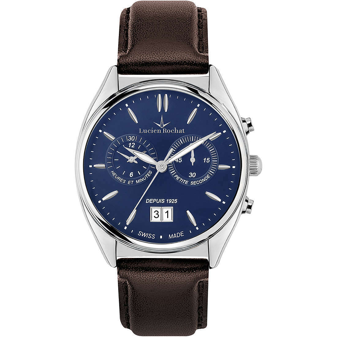 Orologio Uomo Lucien Rochat Lunel R0471610004 Cronografo Blu Pelle Marrone