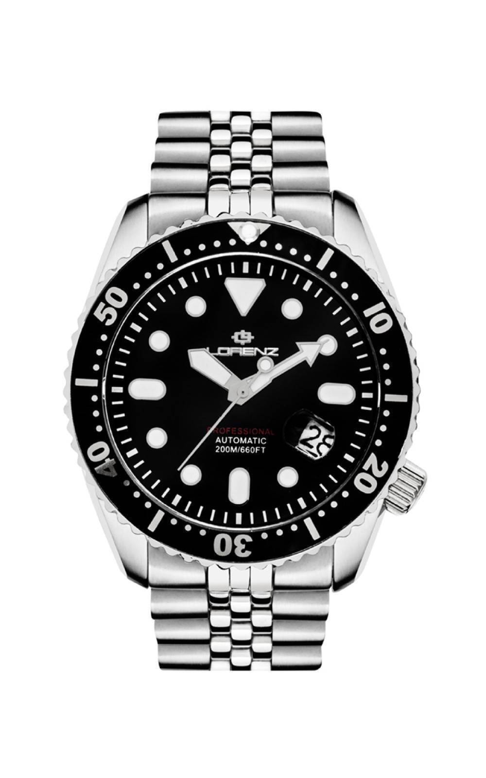 Orologio Lorenz Shark 3 Professional Diver 030138AA Watch Auto Nero Jubilee