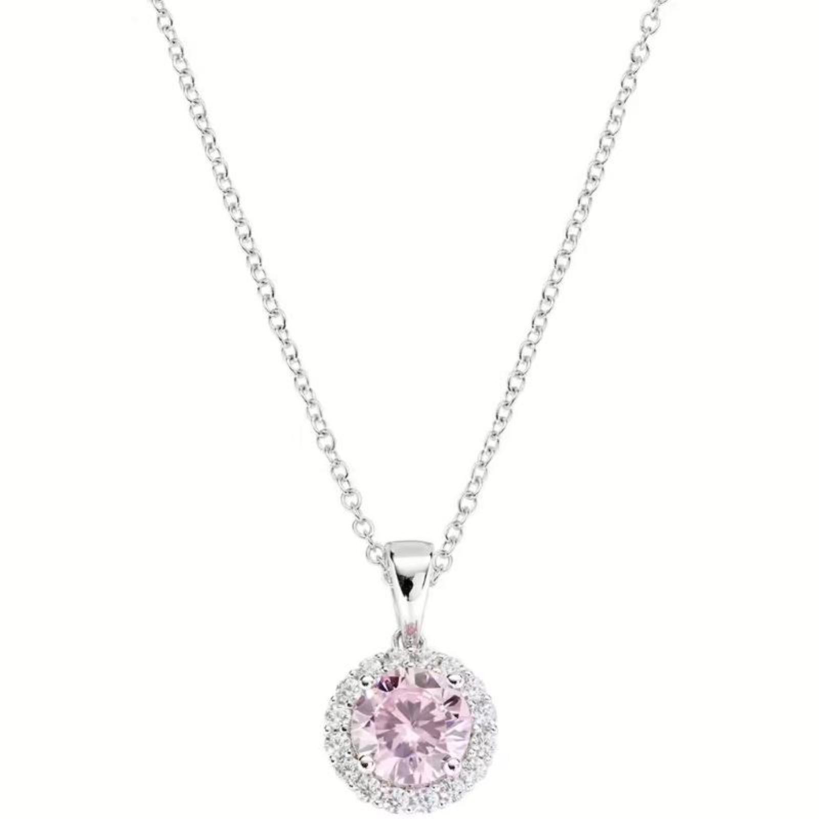 Collana Donna AMEN CLLUBOBBROZ Argento 925 con Pietra Rosa 45 cm