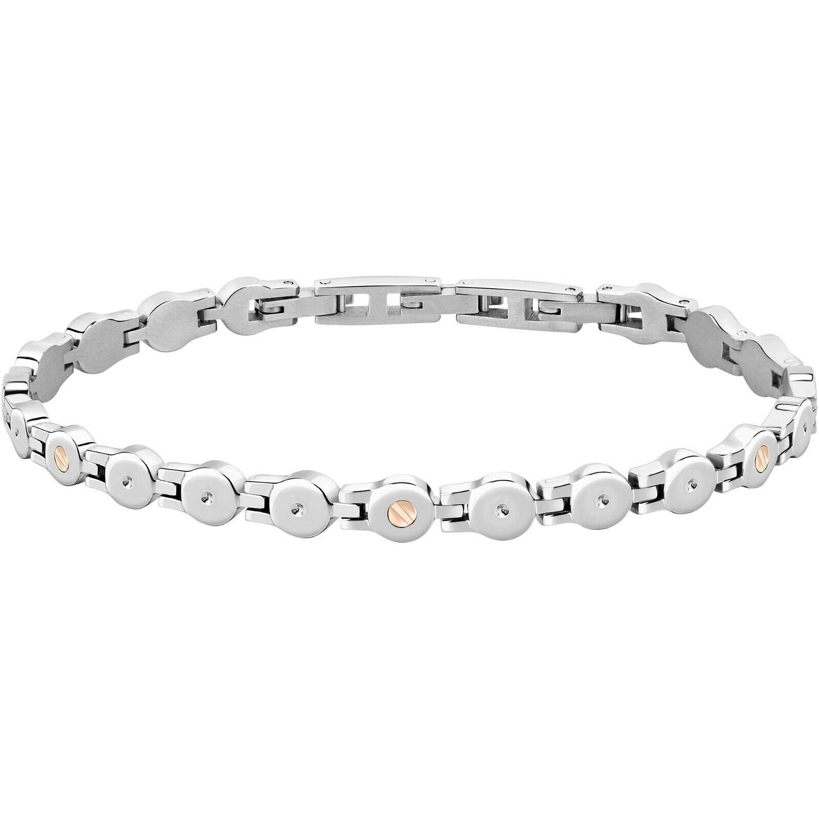 Bracciale MORELLATO GOLD SATM07 bracelet ACCIAIO viti ORO 18 KT UOMO BICOLORE