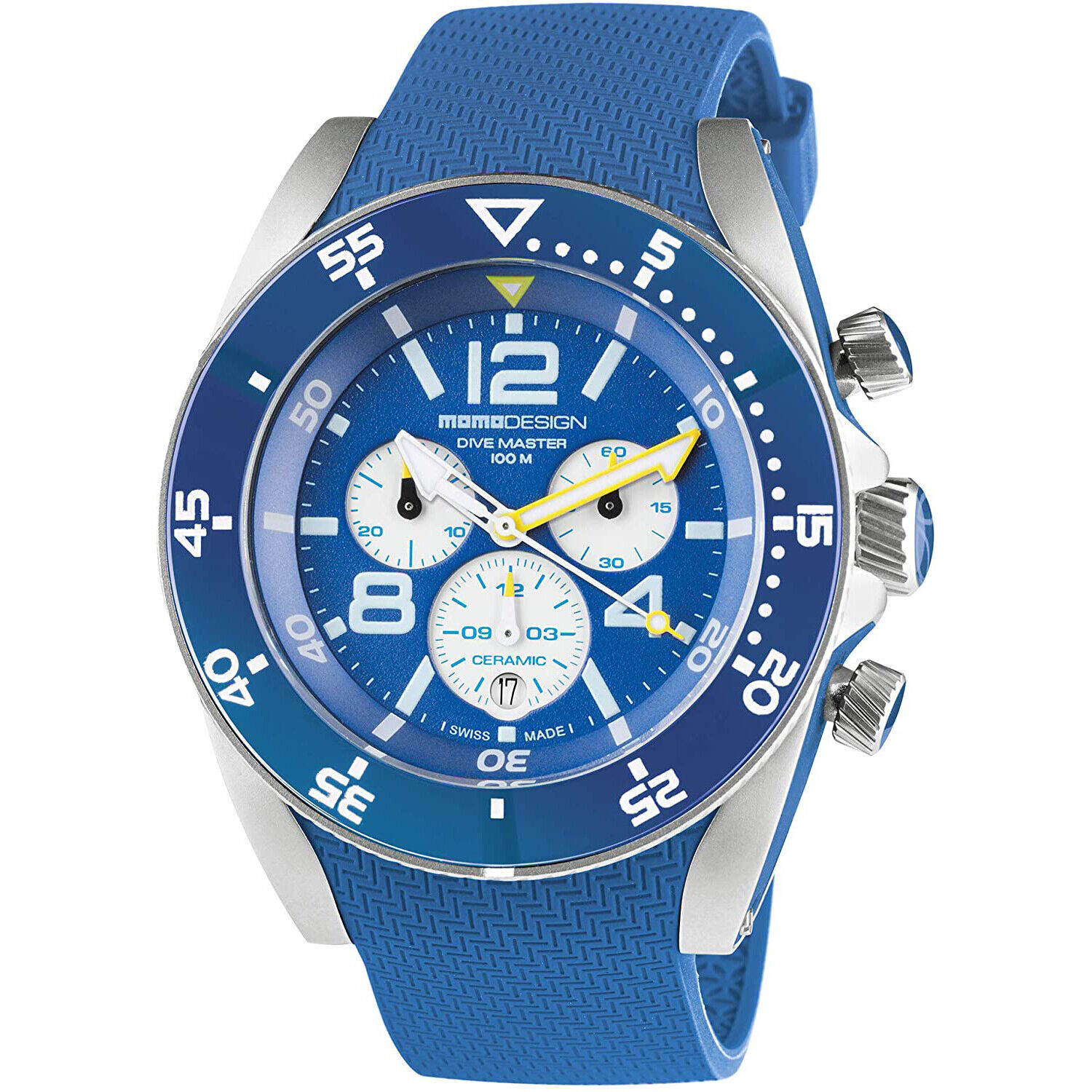 Orologio Uomo MOMO DESIGN DIVE MASTER MD1281BL-51 Chrono Silicone Blu Sub 100mt
