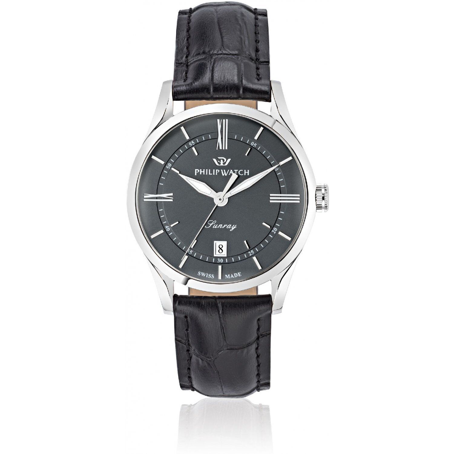 Orologio Philip Watch Sunray R8251180007 uomo pelle NERO watch SWISS classico