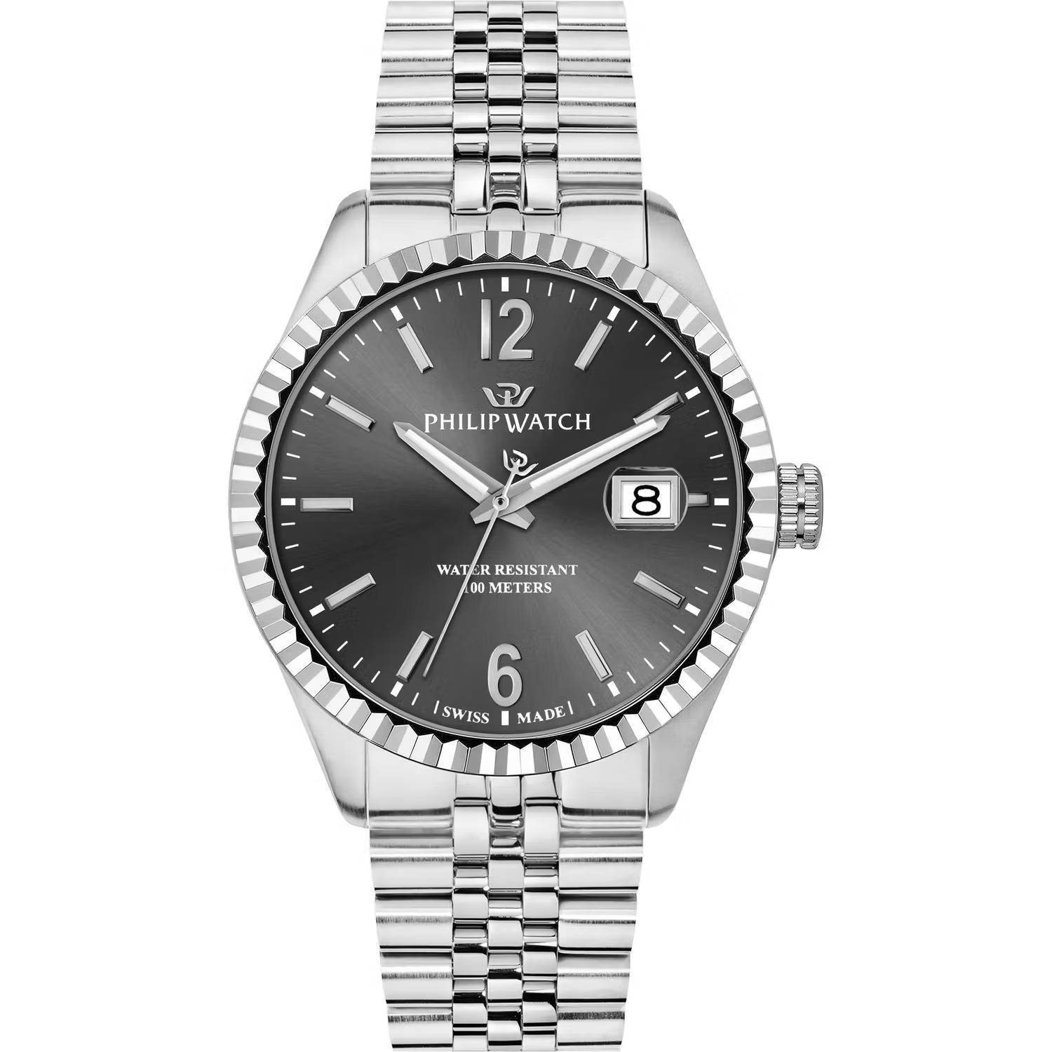 Orologio Philip Watch Caribe r8253597112 uomo Grigio 41 mm Jubilee Swiss Acciaio