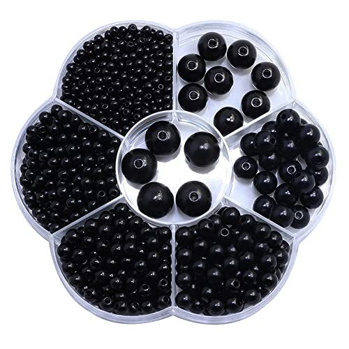 Perline Nero, 1150 Pezzi Perle per Bigiotteria Nere, Perline Rotonde (Y4d)