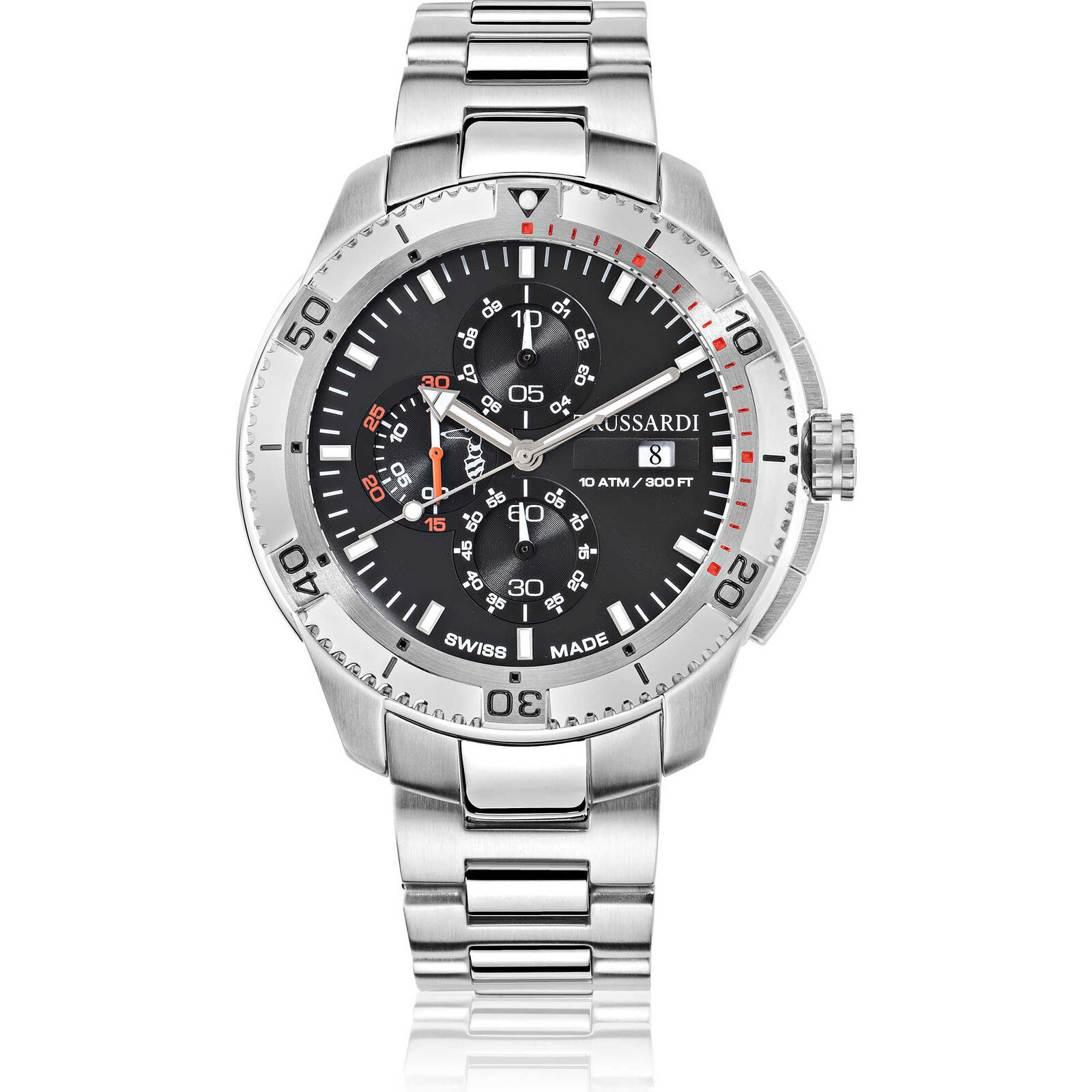 Orologio Uomo TRUSSARDI SPORT R2473601001 Chrono Acciaio Nero SWISS MADE NEW