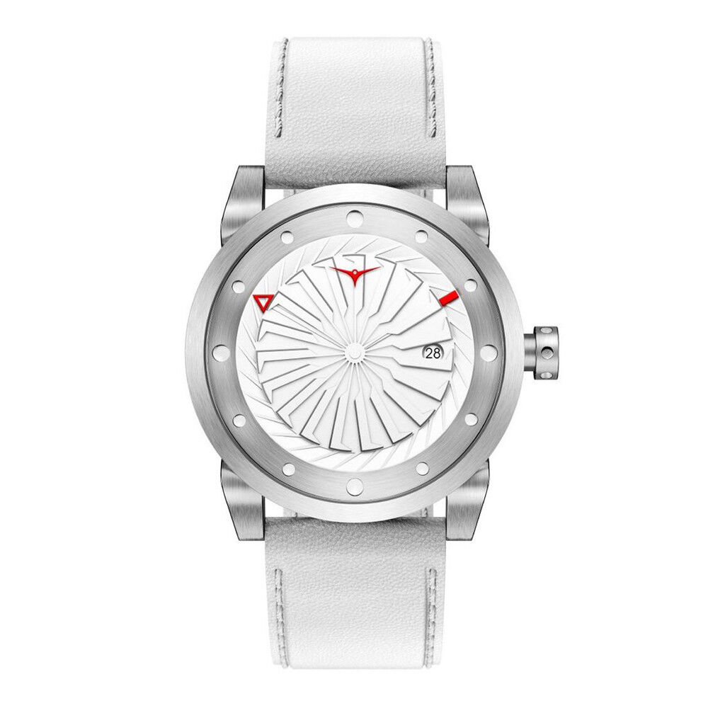 Zinvo Magic Turbina Automatico Acciaio Grigio Bianco Pelle Zaffiro Orologio Uomo