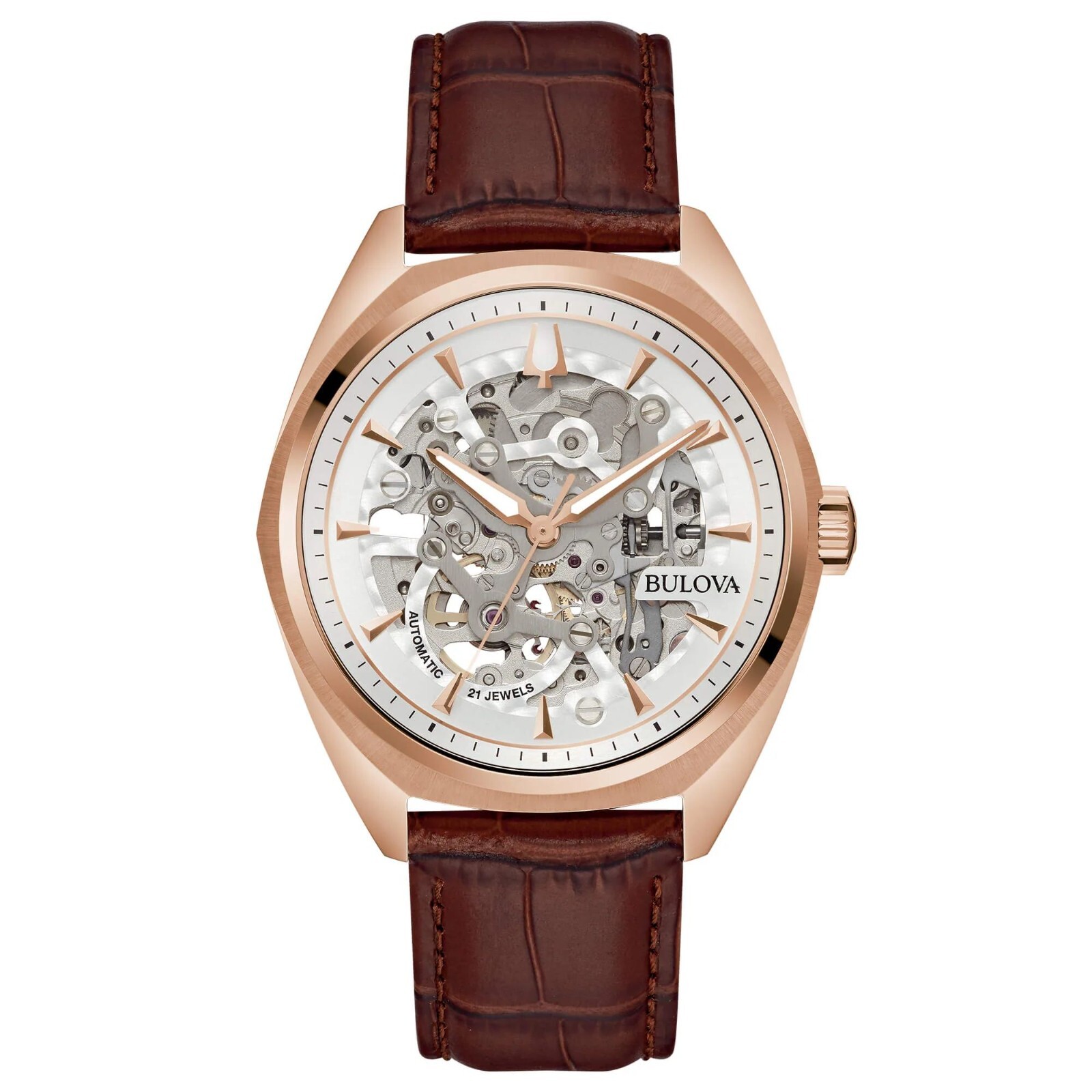 OROLOGIO BULOVA UOMO AUTOMATICO SURVEYOR SKELETON PELLE 97A175
