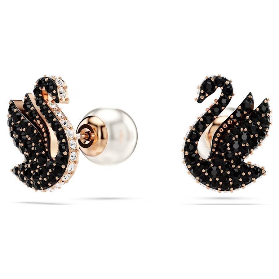 Orecchini Swarovski Iconic Swan a Lobo 5684608 Earrings Perle Rosè Cigno Neri