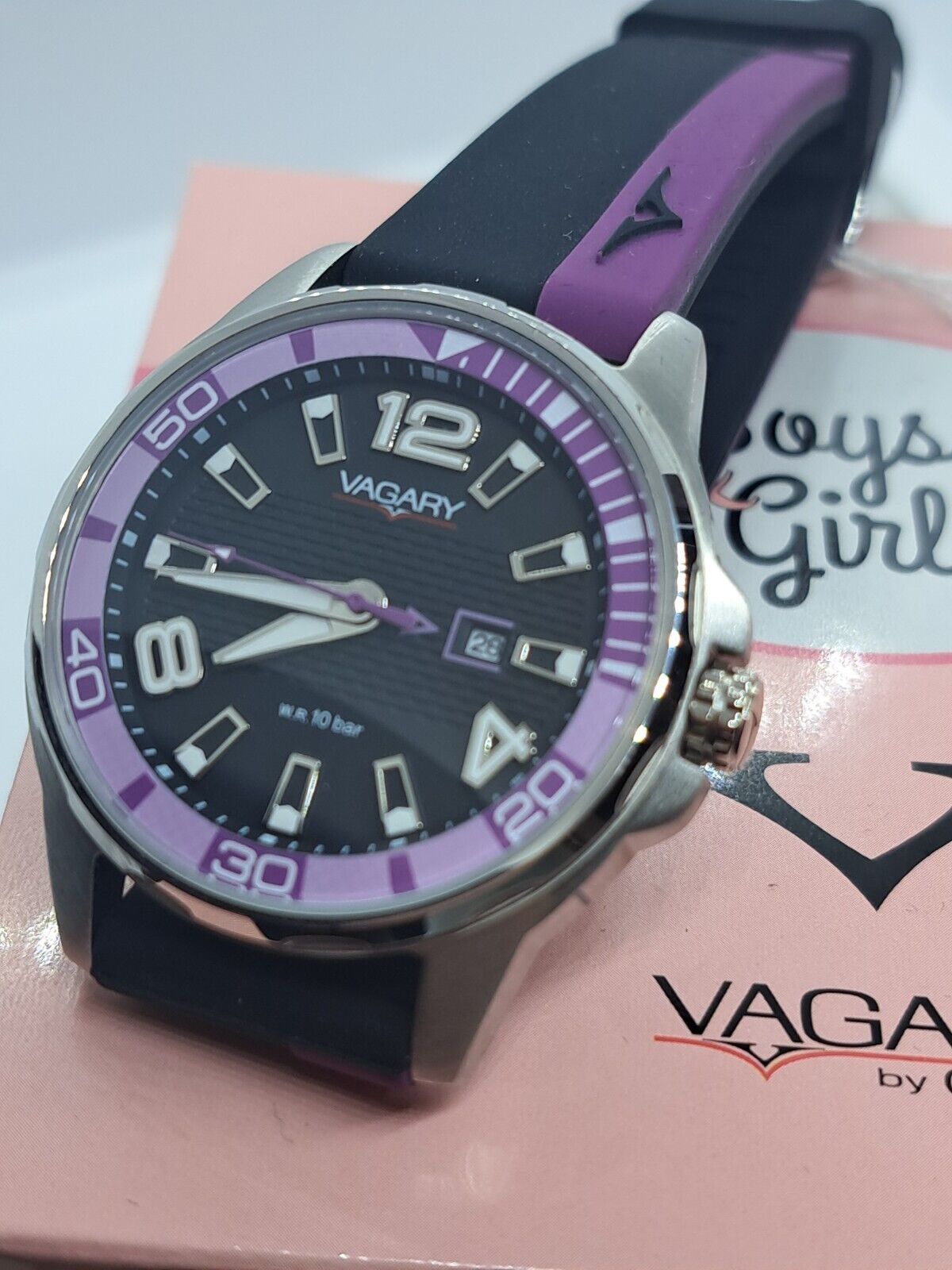 Vagary by Citizen Bambina  Acciaio Gomma Nero Viola Purple IH3-217-50 Nuovo -20%