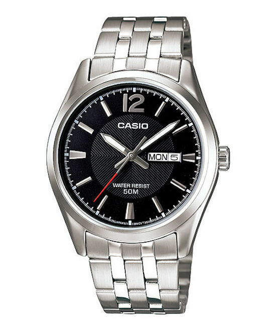 CASIO MTP-1335D-1AVDF OROLOGIO UOMO ACCIAIO NERO GIORNO DATA 38mm SOTTOCOSTO