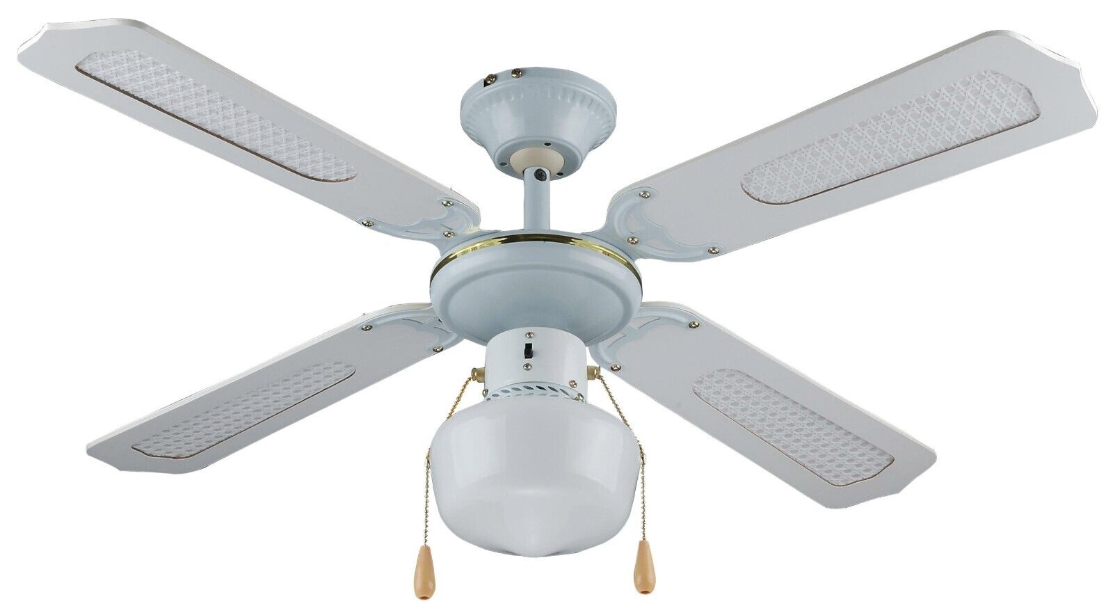VENTILATORE DA SOFFITTO VINCO 70912 BIANCO CON LUCE 4 PALE 55 WATT 3 VELOCITA'