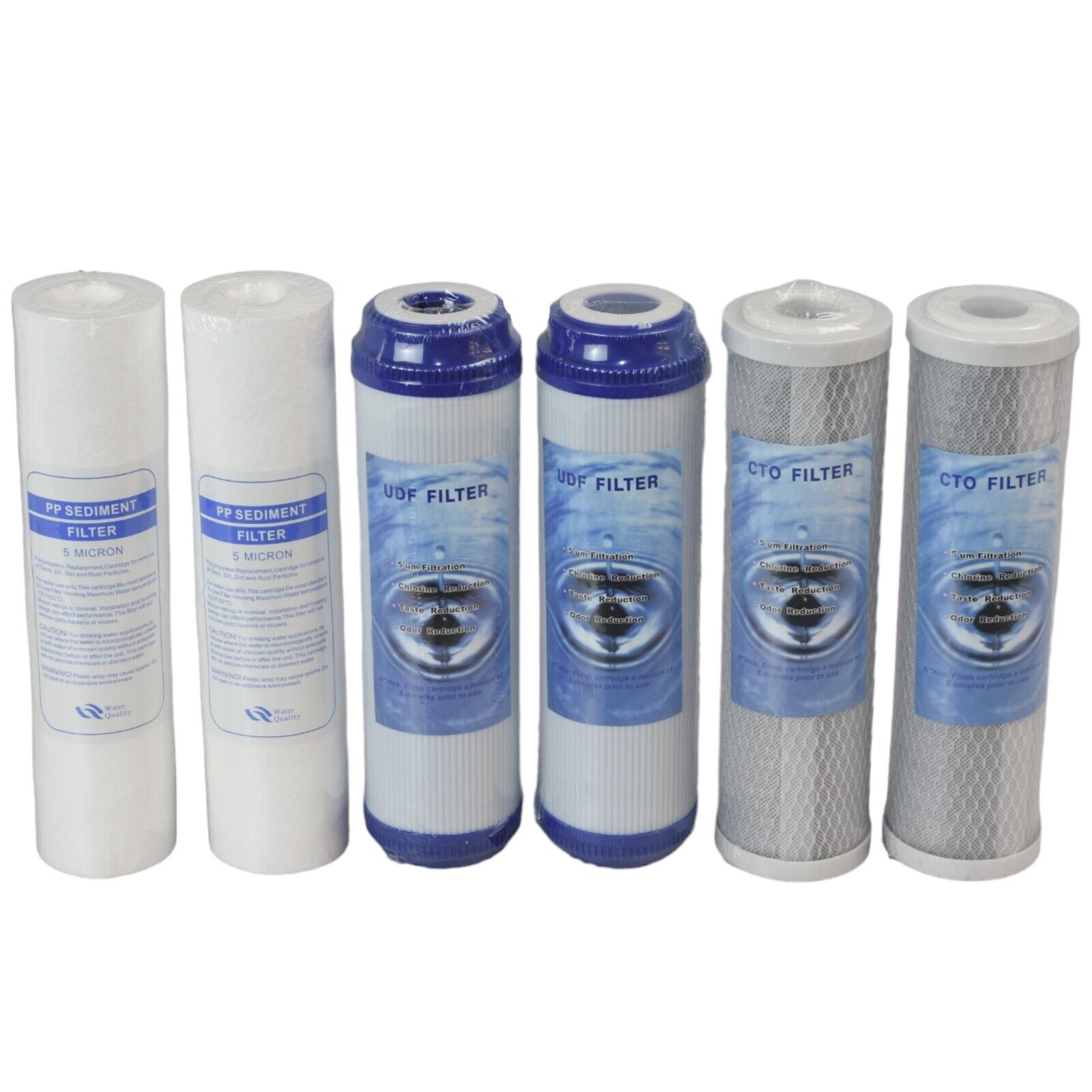 2x SET 3 FILTRI CARTUCCE ( 6 PEZZI ) DEPURATORE ACQUA FILTRAZIONE CARBONI 5μm